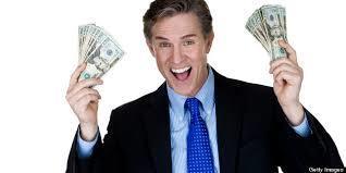 Smiling man with money